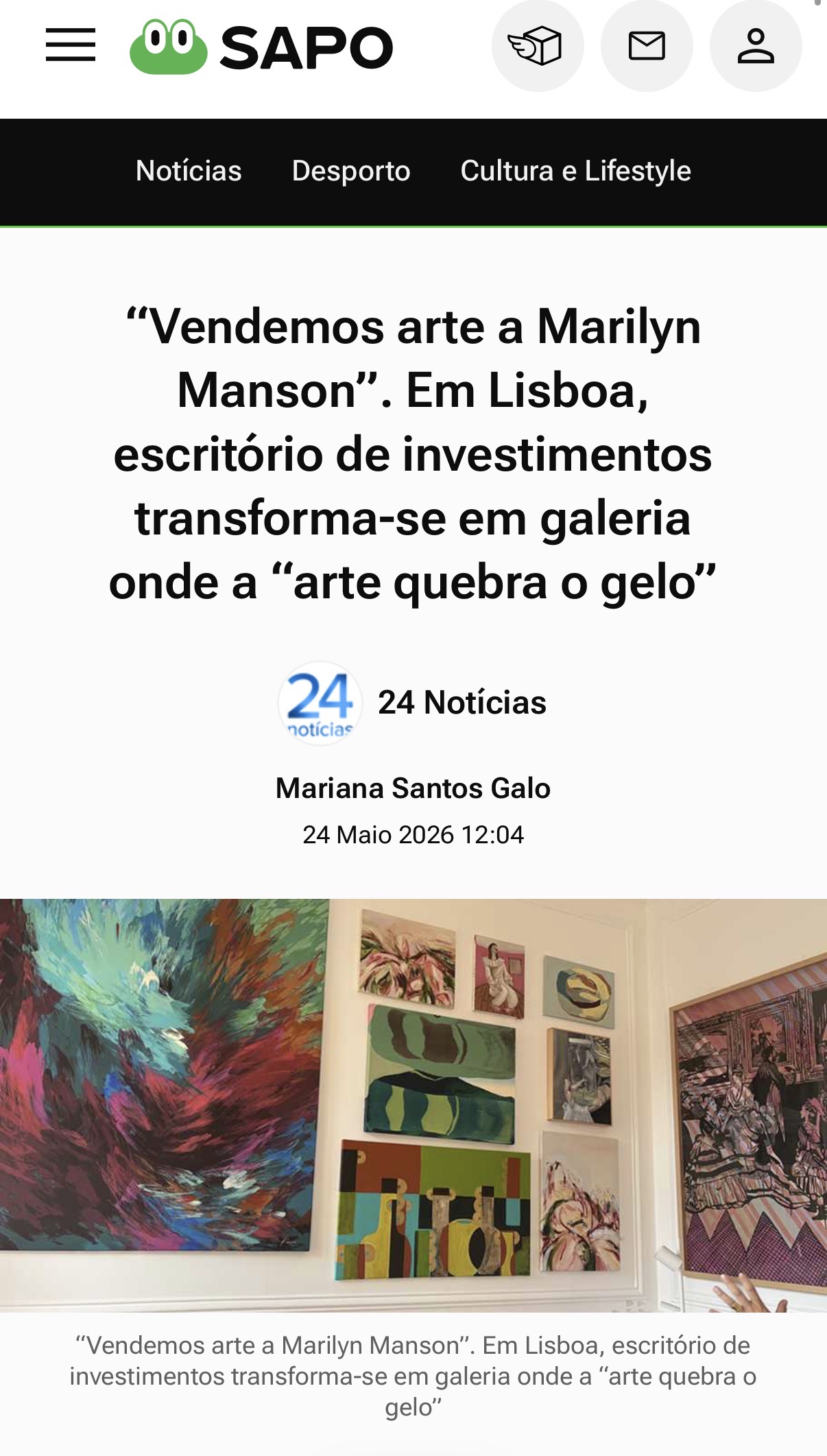 Press coverage of Cedrus Curated via SAPO and 24notícias