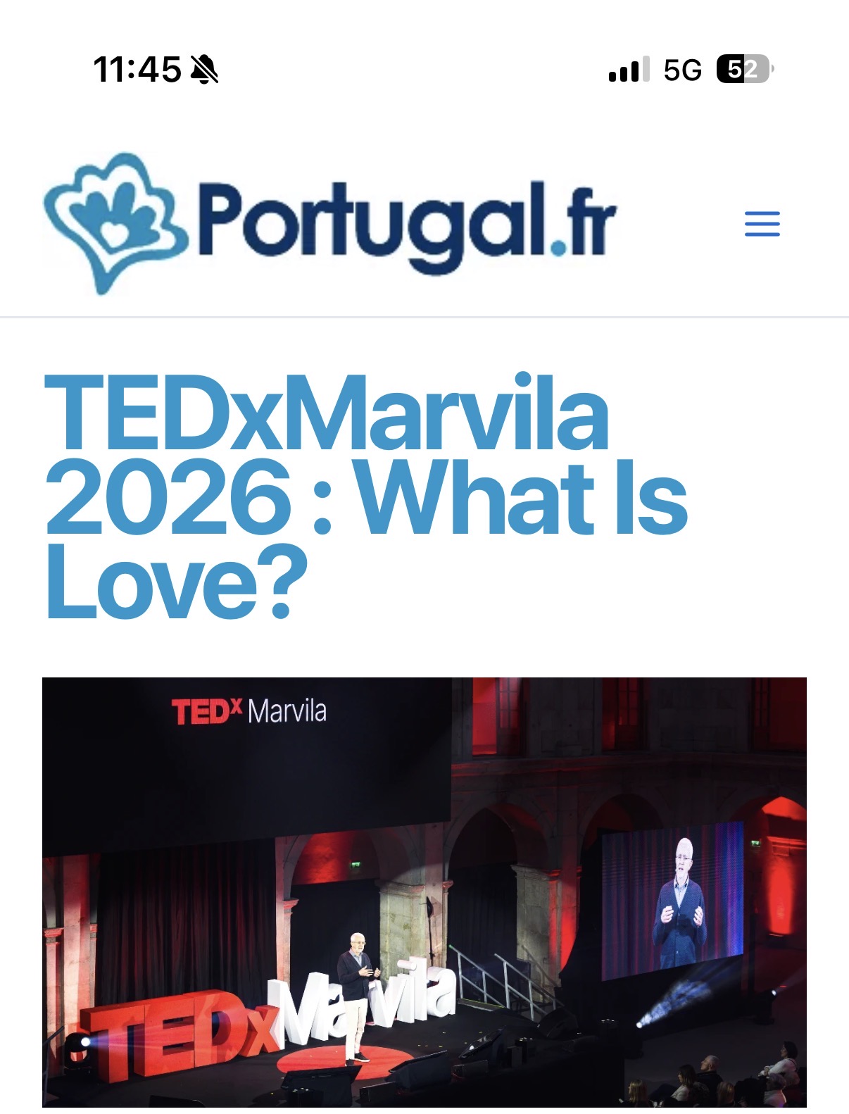 Press coverage of TEDx Marvila 2026 in Portugal.fr